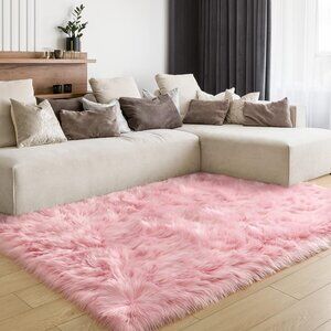 Soft Fluffy Faux Fur Rugs for Bedroom Bedside Rug 3x5 Feet, Washable, Furry Shee
